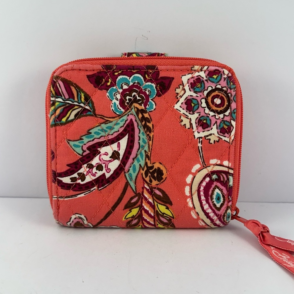 Vera Bradley Mini Snap Close Bifold Wallet Call Me Coral Pattern Rare Retired - Picture 2 of 6